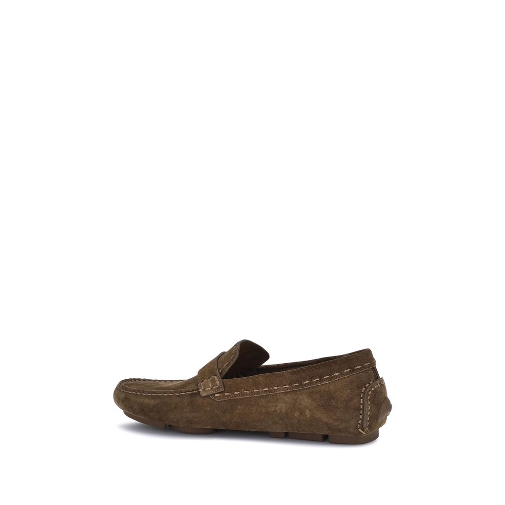 Brown Calf Leather Bos Taurus Slip - On Loafers - TIZZIL