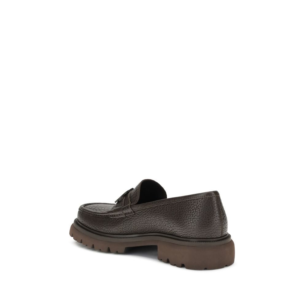 Brown Calf Leather Bos Taurus Slip - On Loafers - TIZZIL