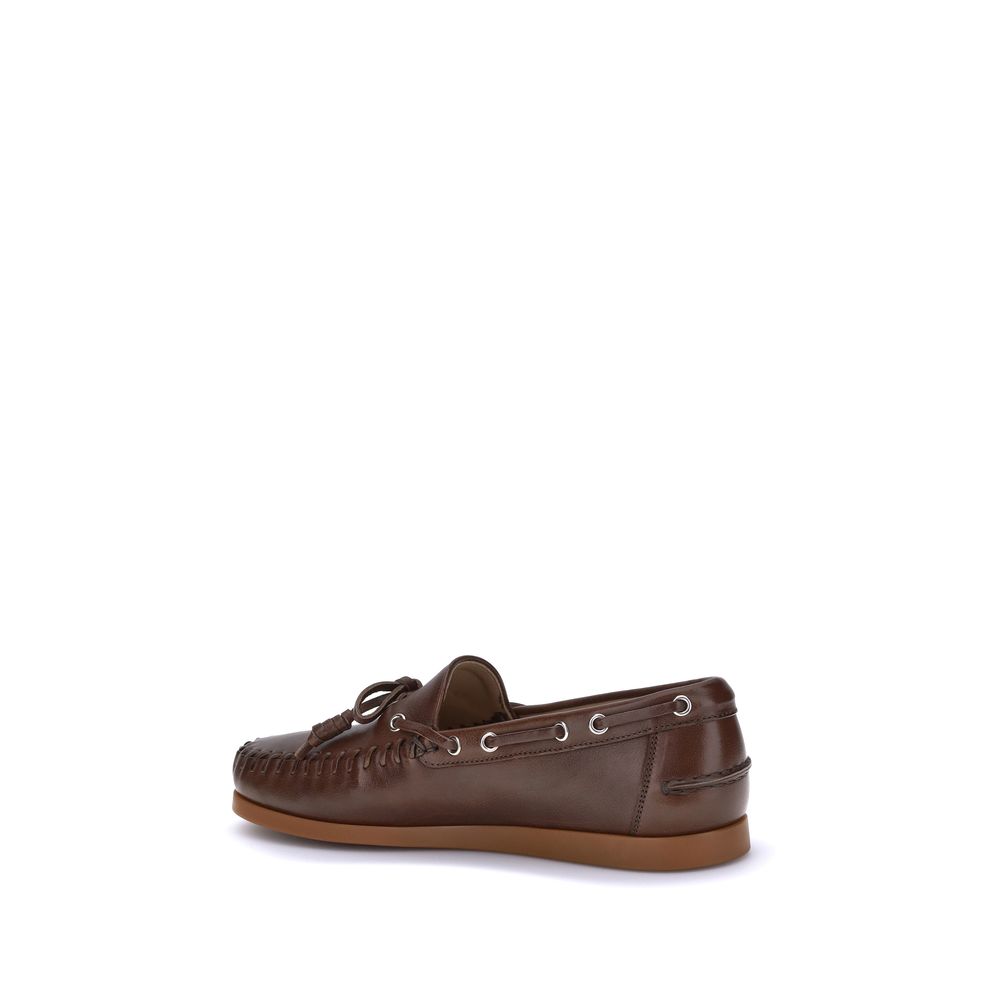 Brown Calf Leather Bos Taurus Slip - On Loafers - TIZZIL