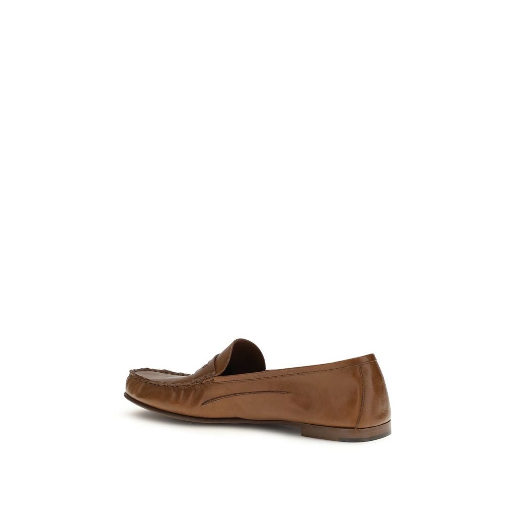 Brown Calf Leather Bos Taurus Slip - On Loafers - TIZZIL