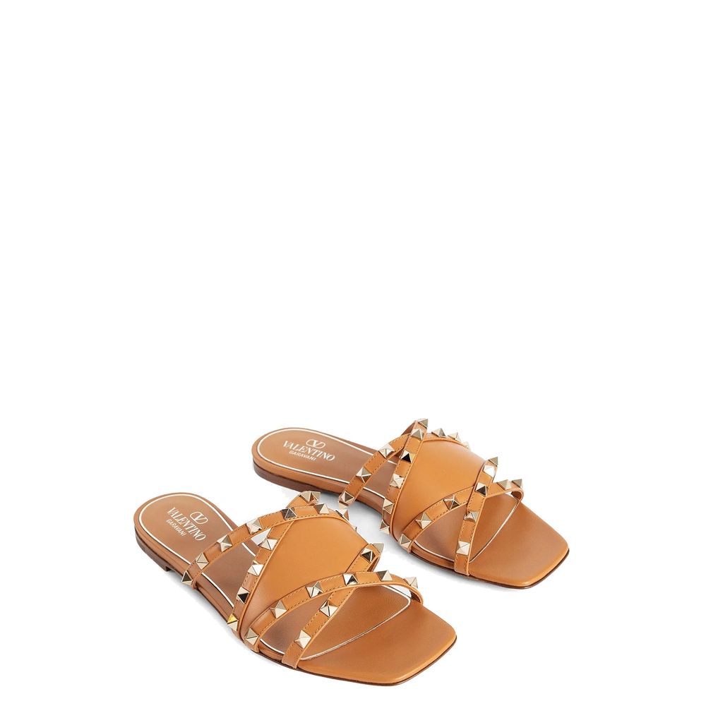 Brown Calfskin Flat Sandals - TIZZIL