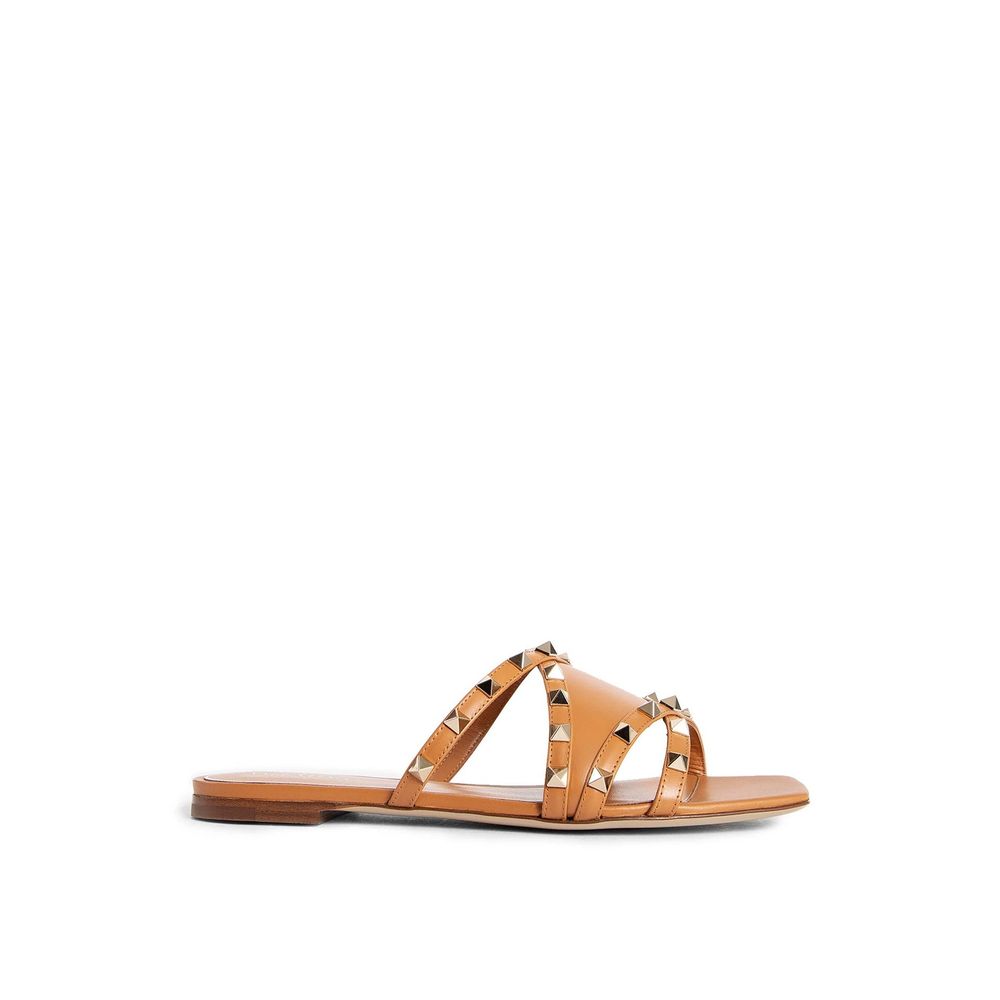 Brown Calfskin Flat Sandals - TIZZIL