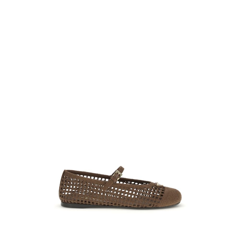 Brown Cotton Ballet Flats - TIZZIL