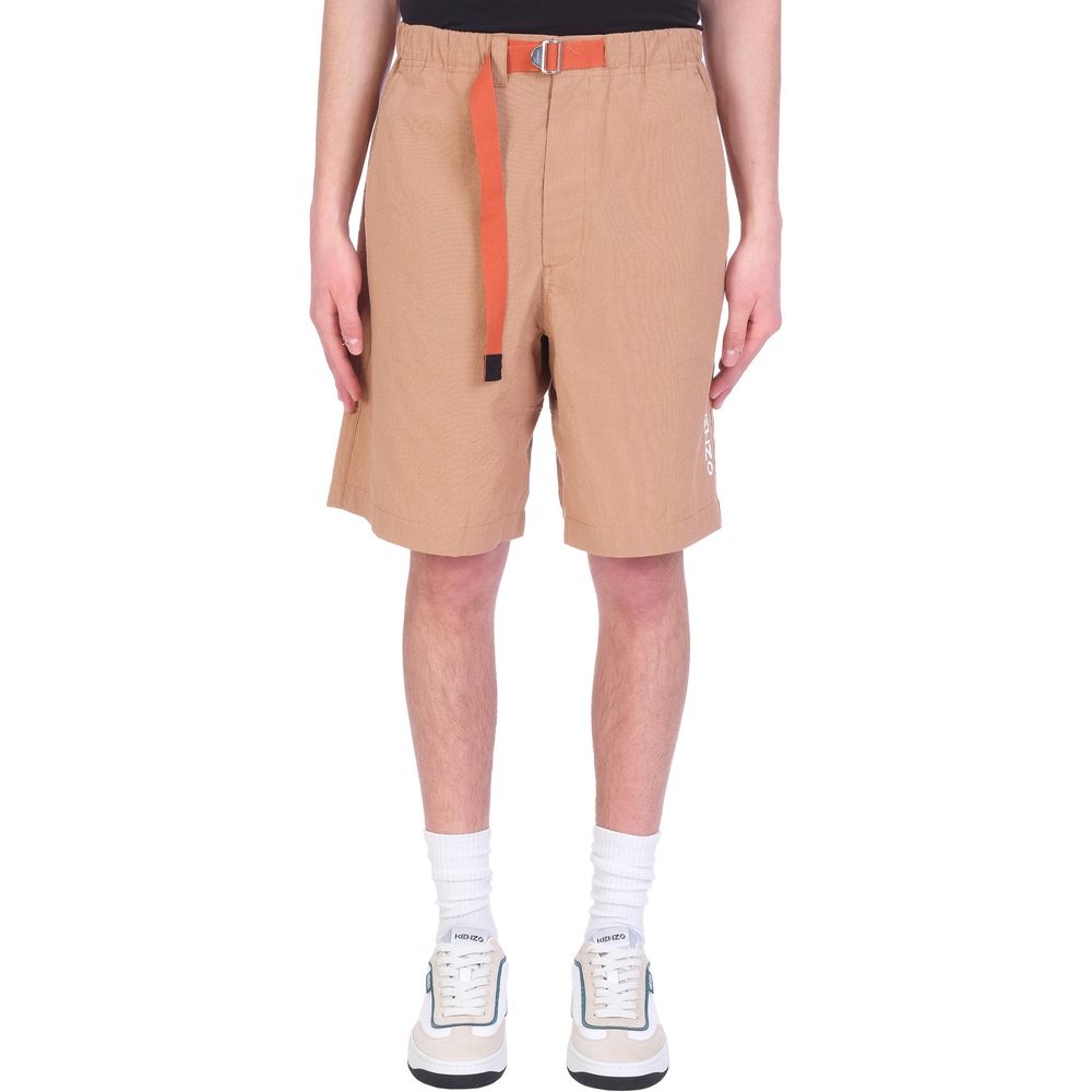Brown Cotton Bermuda Shorts - TIZZIL