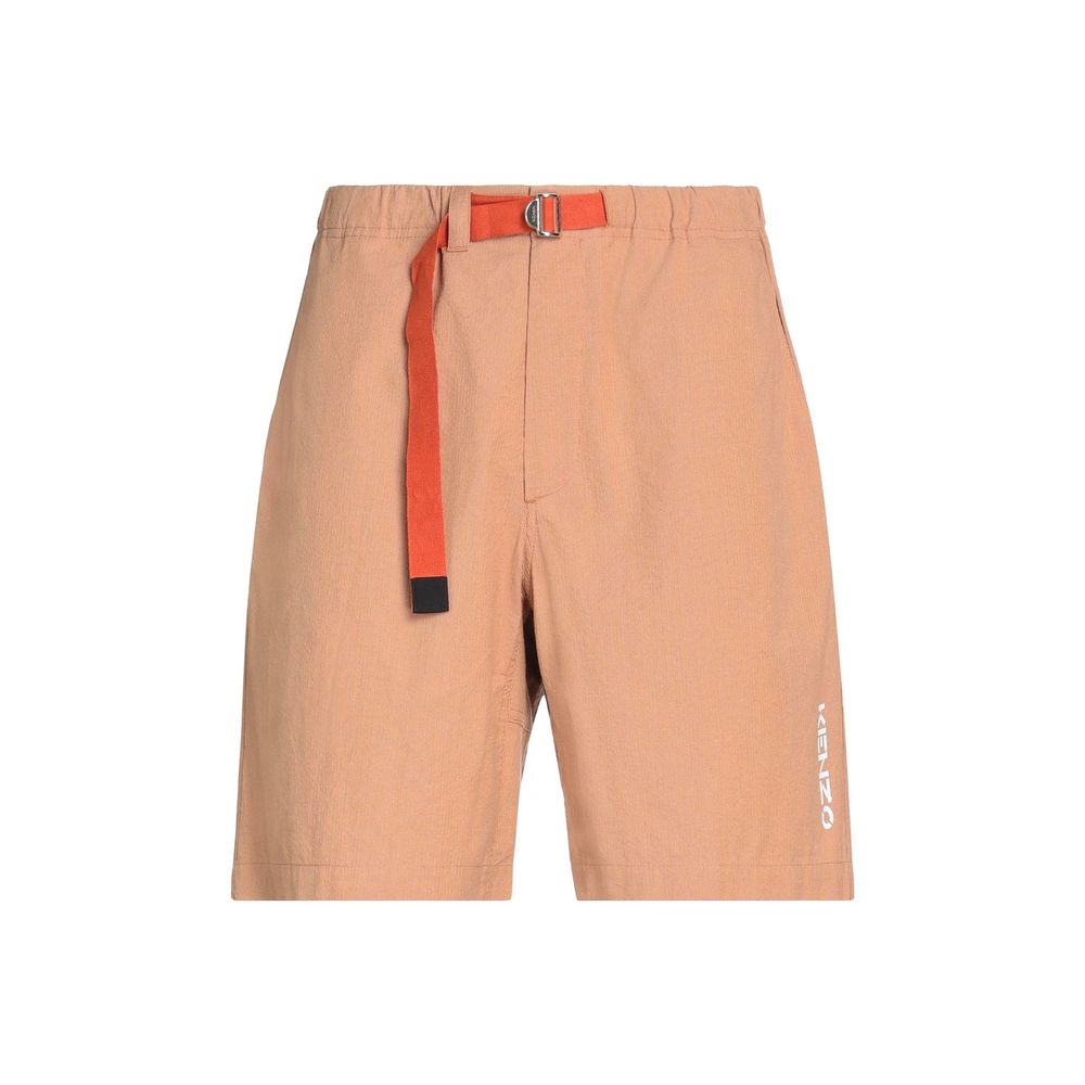 Brown Cotton Bermuda Shorts - TIZZIL