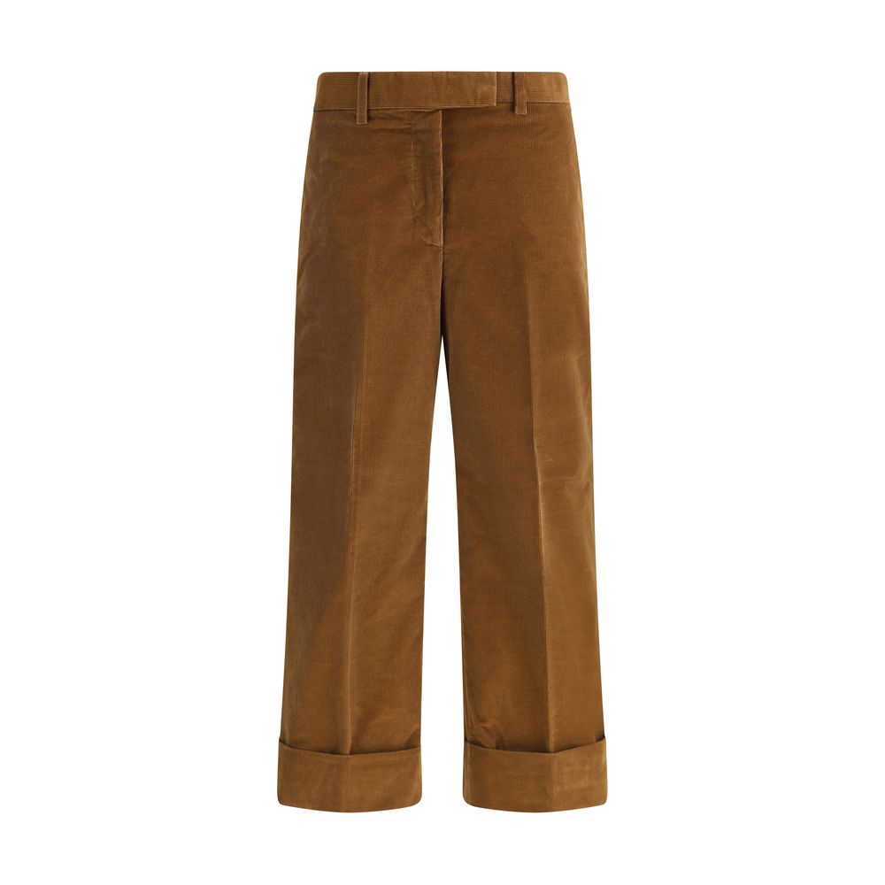 Brown Cotton Casual Pants - TIZZIL