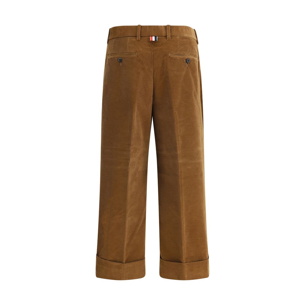 Brown Cotton Casual Pants - TIZZIL