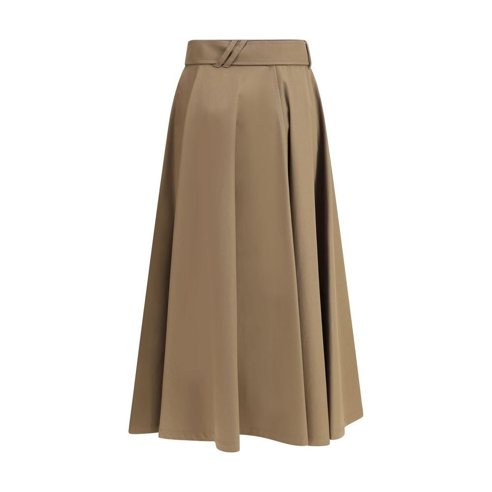 Brown Cotton Midi Skirt - TIZZIL