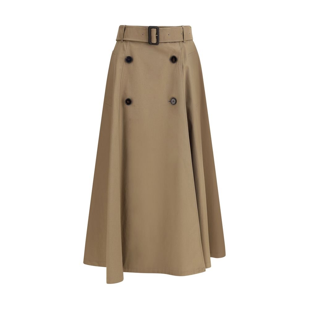 Brown Cotton Midi Skirt - TIZZIL