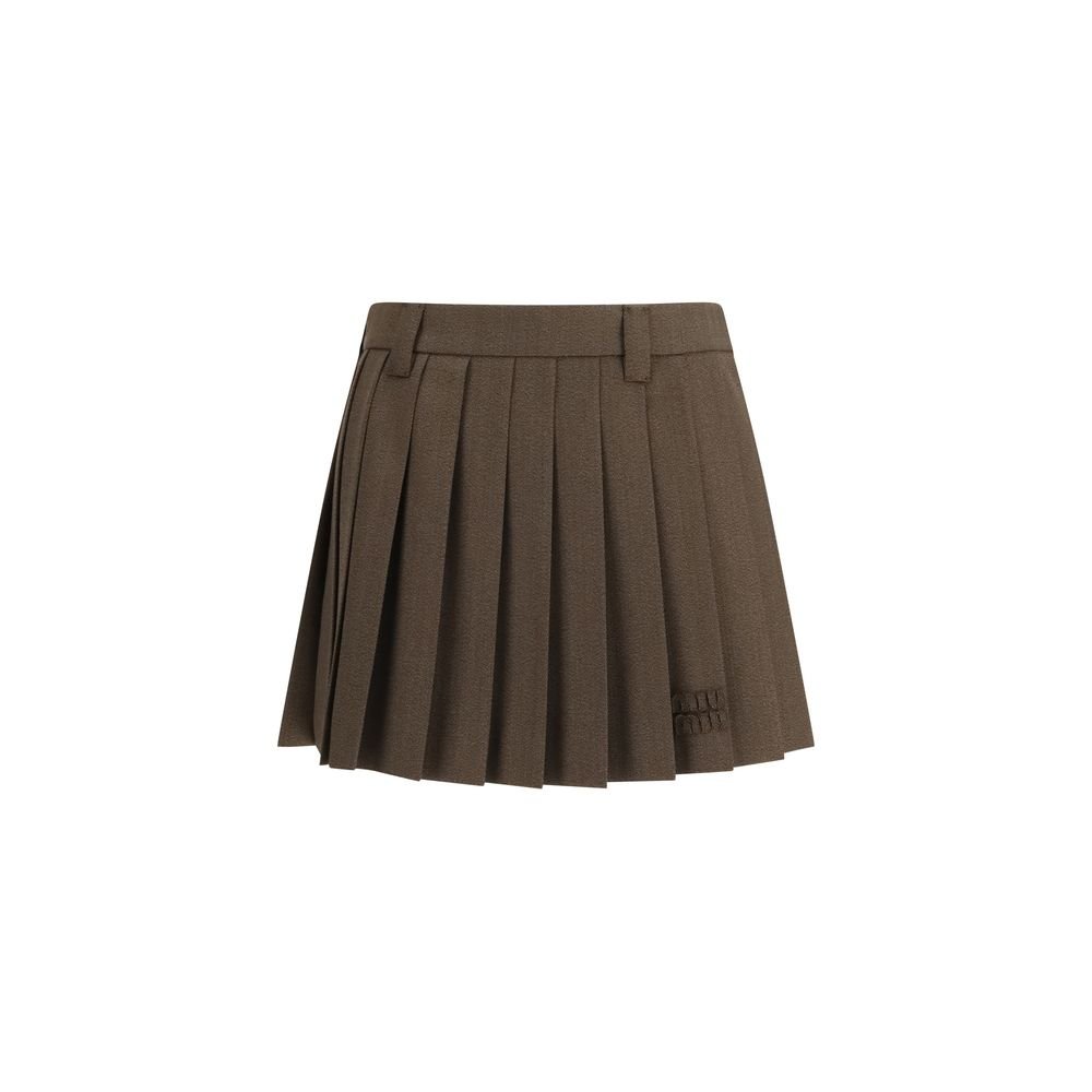 Brown Cotton Mini Skirt - TIZZIL