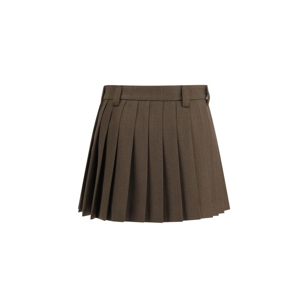 Brown Cotton Mini Skirt - TIZZIL
