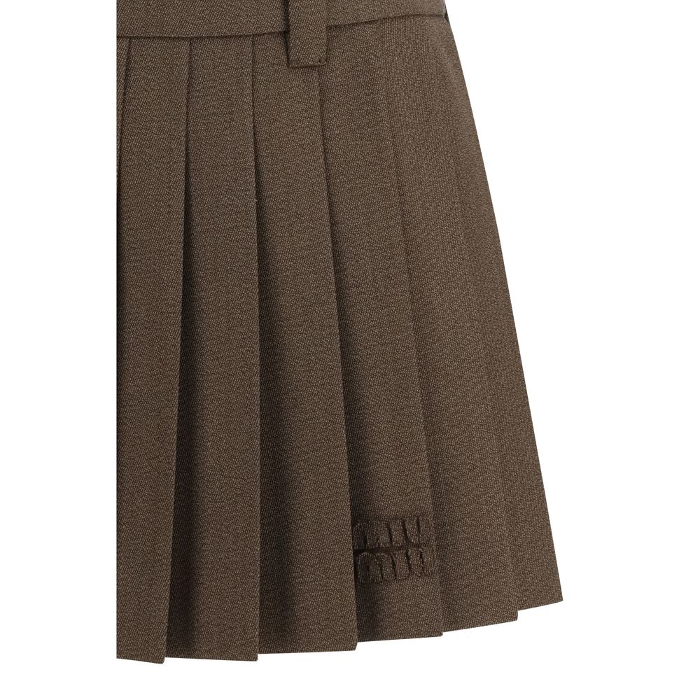 Brown Cotton Mini Skirt - TIZZIL
