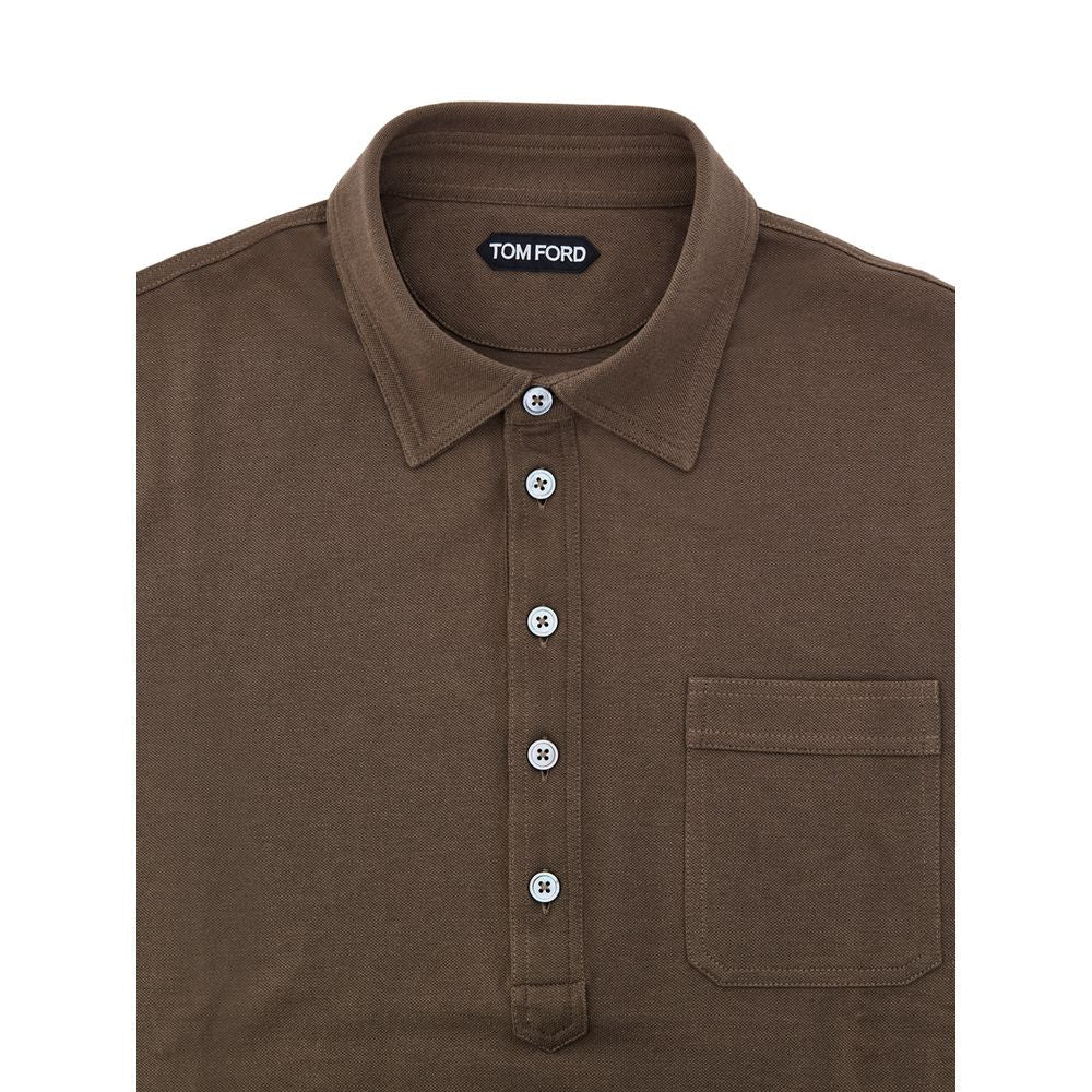 Brown Cotton Polo Shirt - TIZZIL
