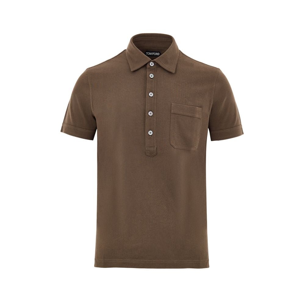 Brown Cotton Polo Shirt - TIZZIL