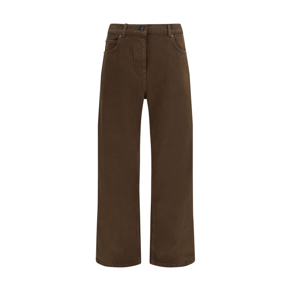 Brown Cotton Straight - Leg Jeans - TIZZIL