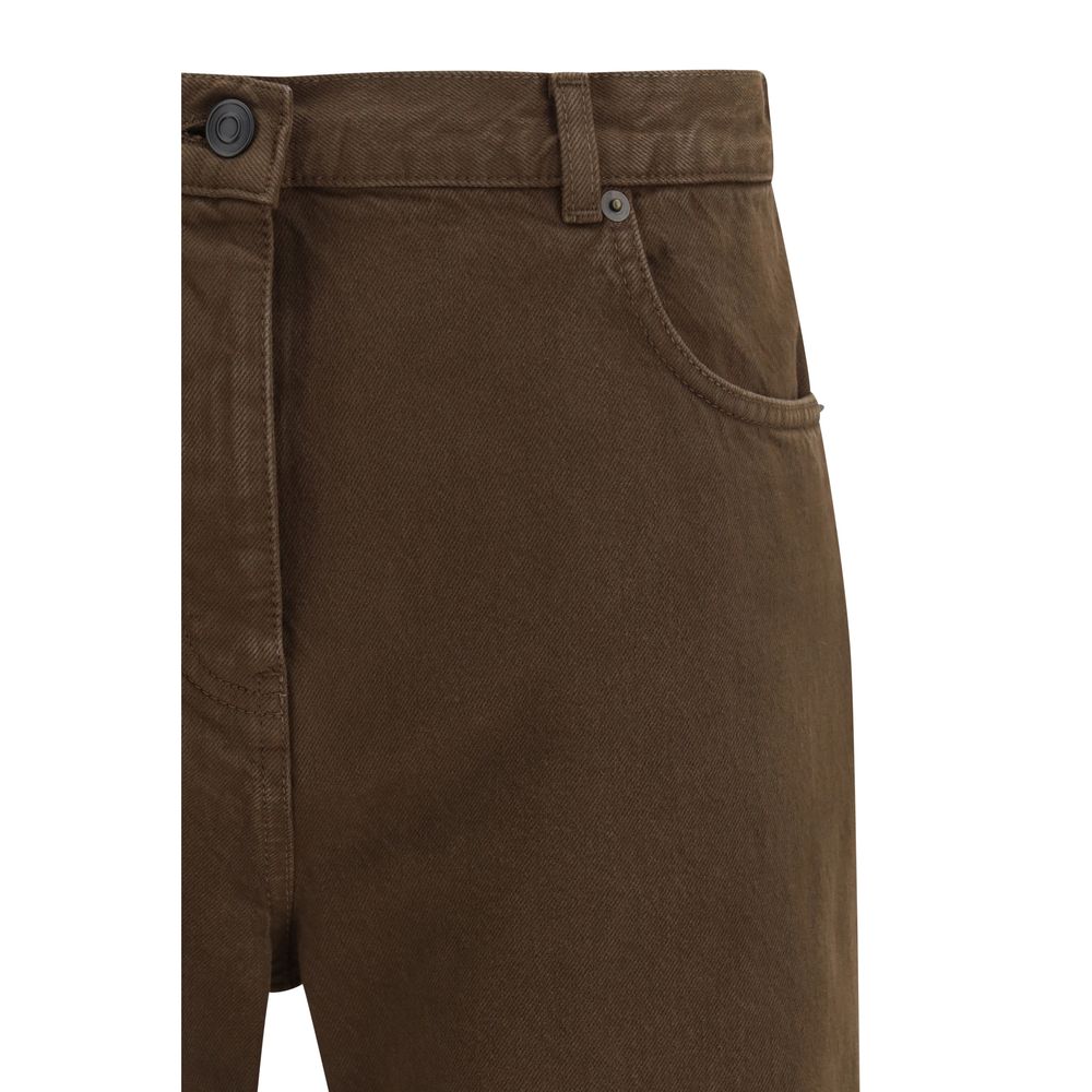 Brown Cotton Straight - Leg Jeans - TIZZIL
