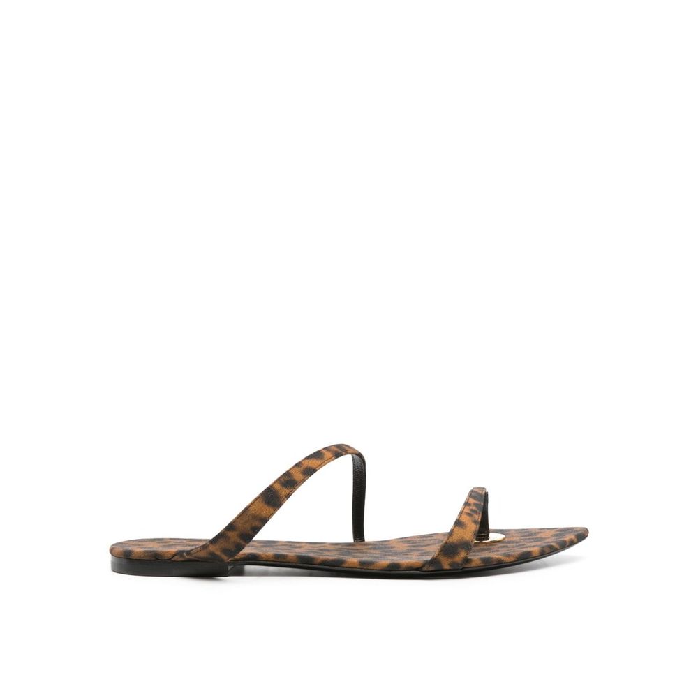 Brown Fabric Flat Sandals - TIZZIL