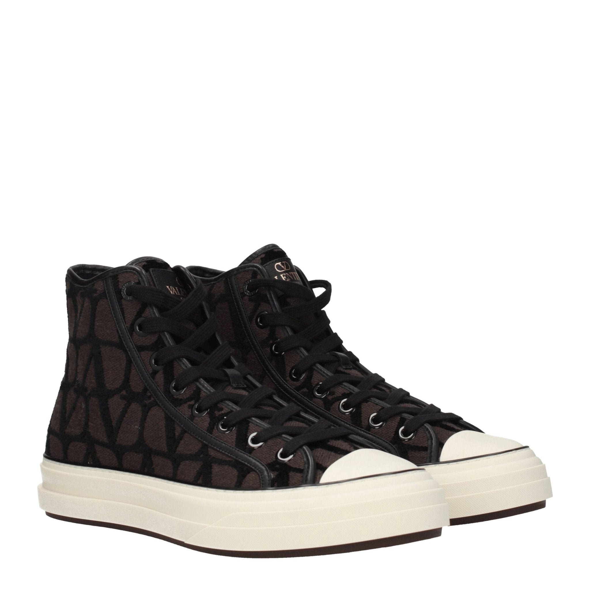 Brown Fabric High Top Sneakers - TIZZIL