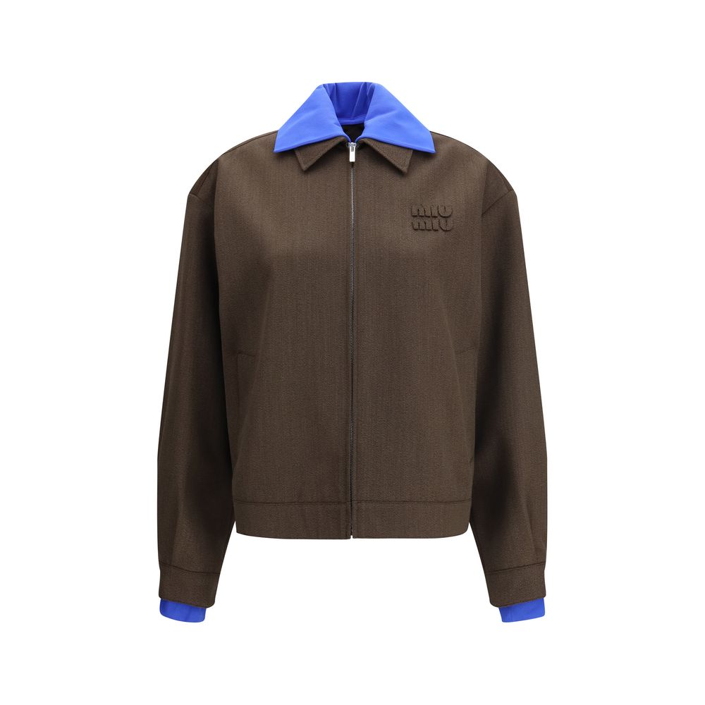 Brown Fleece Wool Bomber - TIZZIL