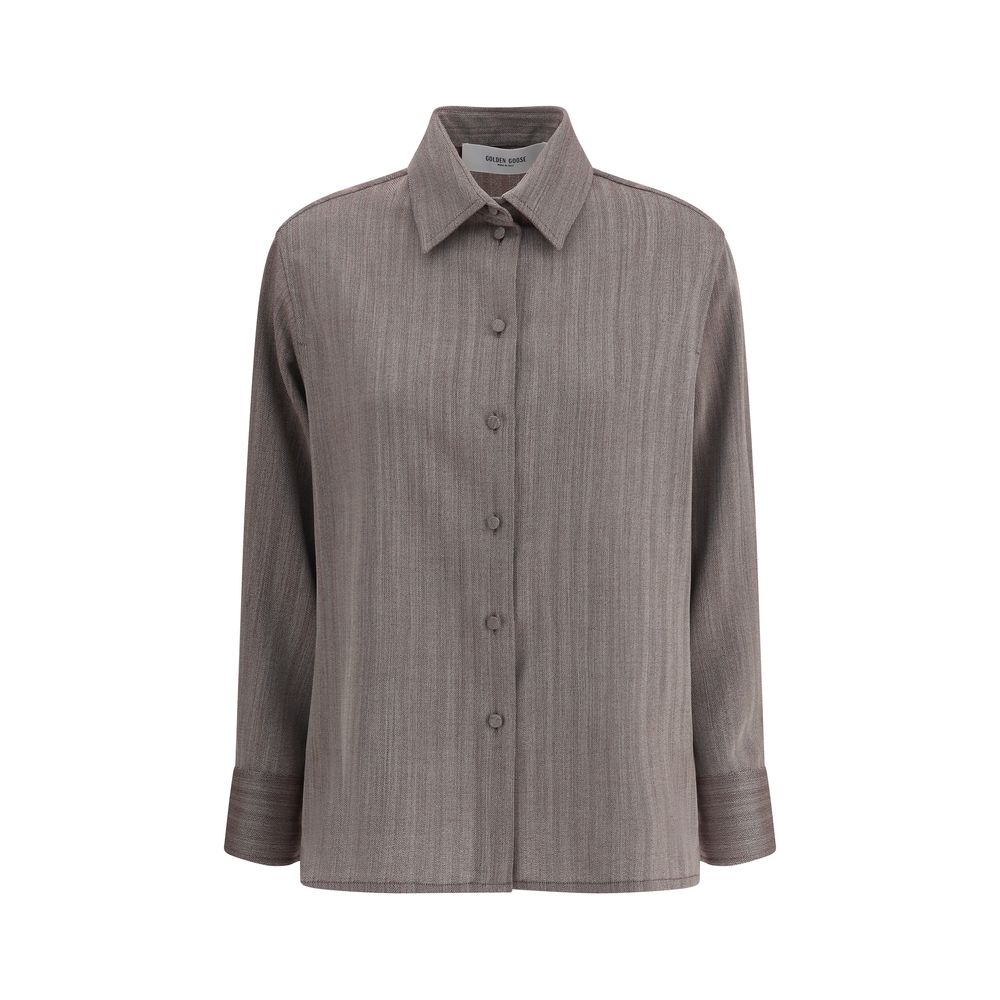 Brown Fleece Wool Dress Shirt - TIZZIL