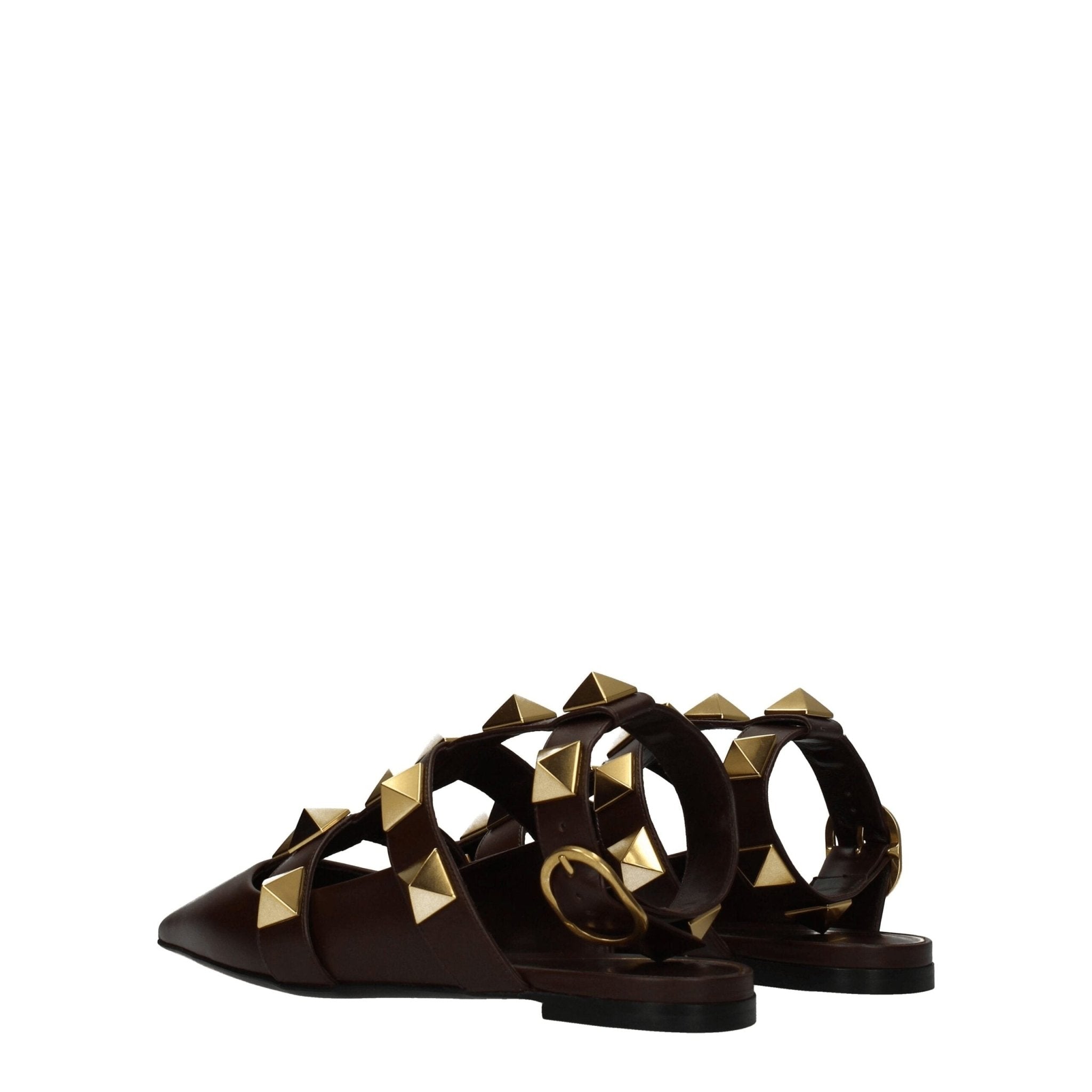 Brown Leather Flat Sandals - TIZZIL