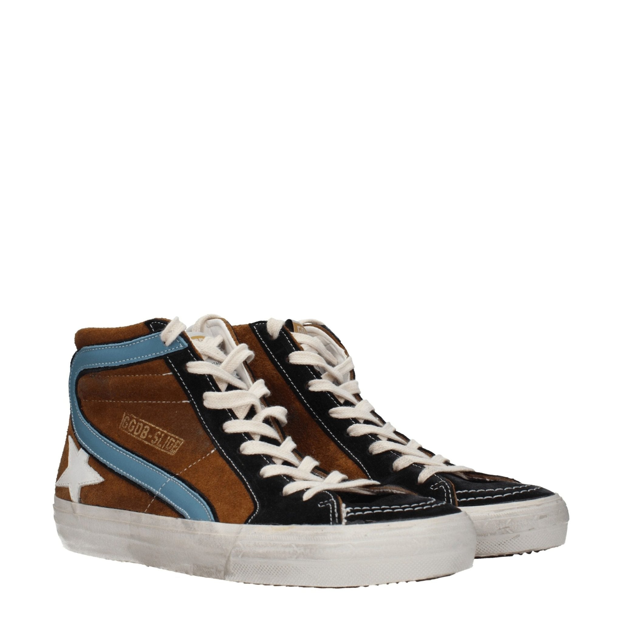 Brown Leather High Top Sneakers - TIZZIL