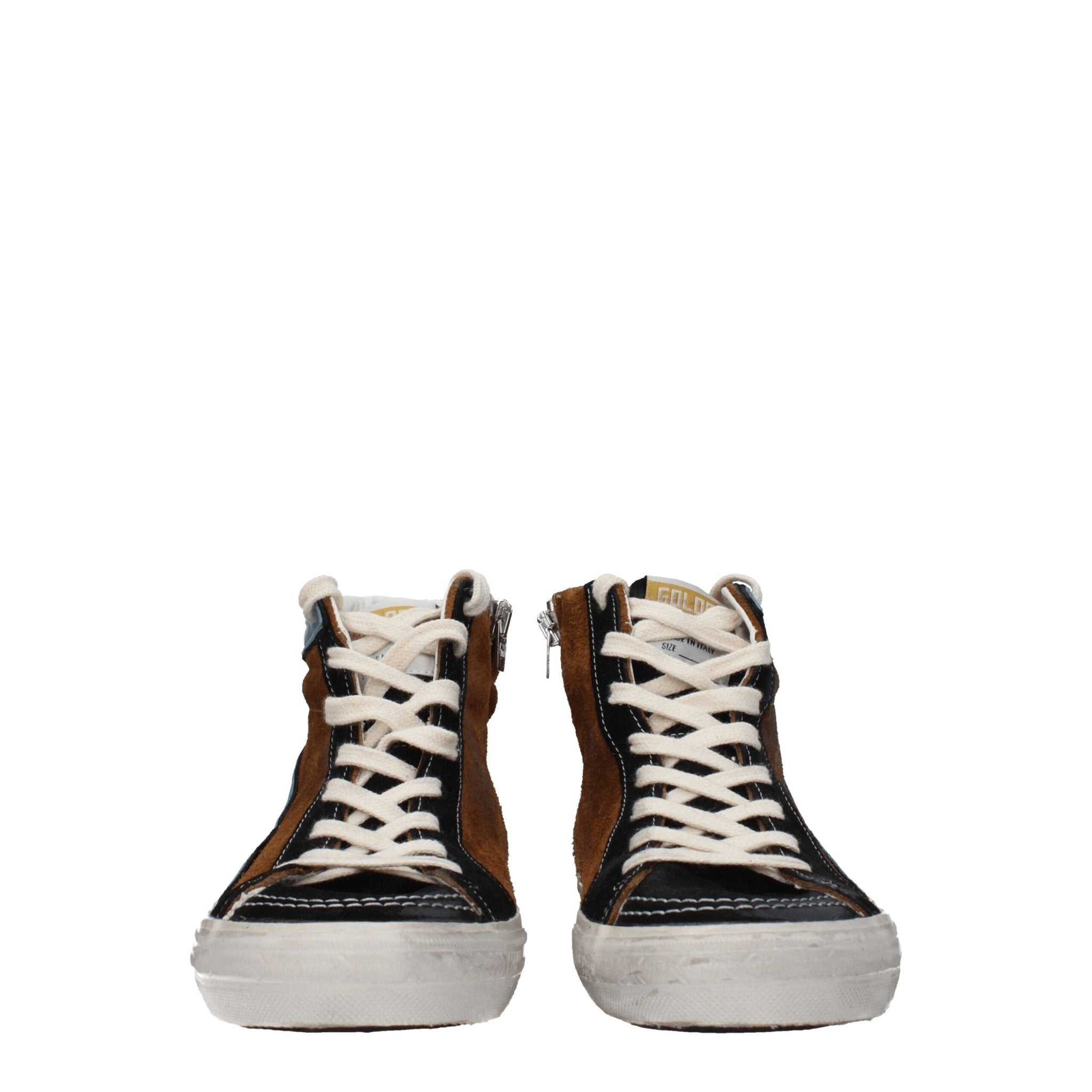 Brown Leather High Top Sneakers - TIZZIL