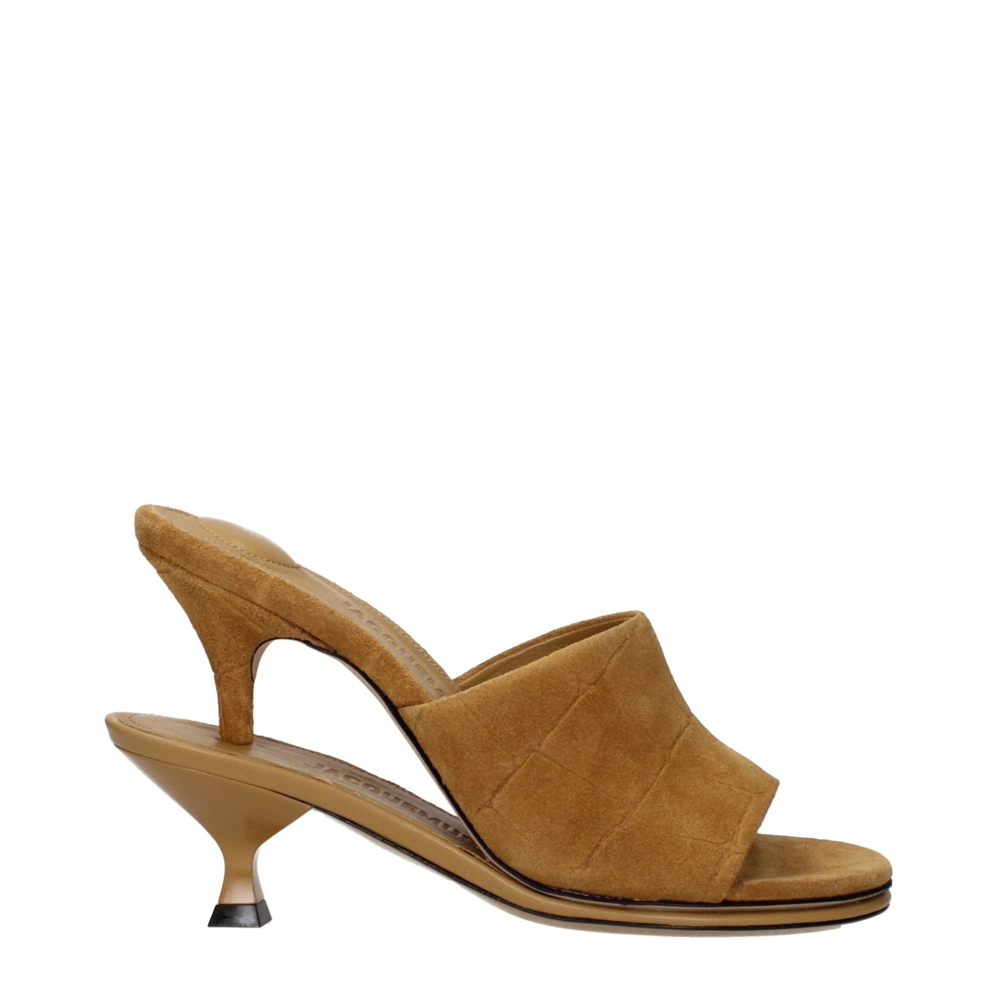 Brown Leather Stiletto Heel Sandals - TIZZIL