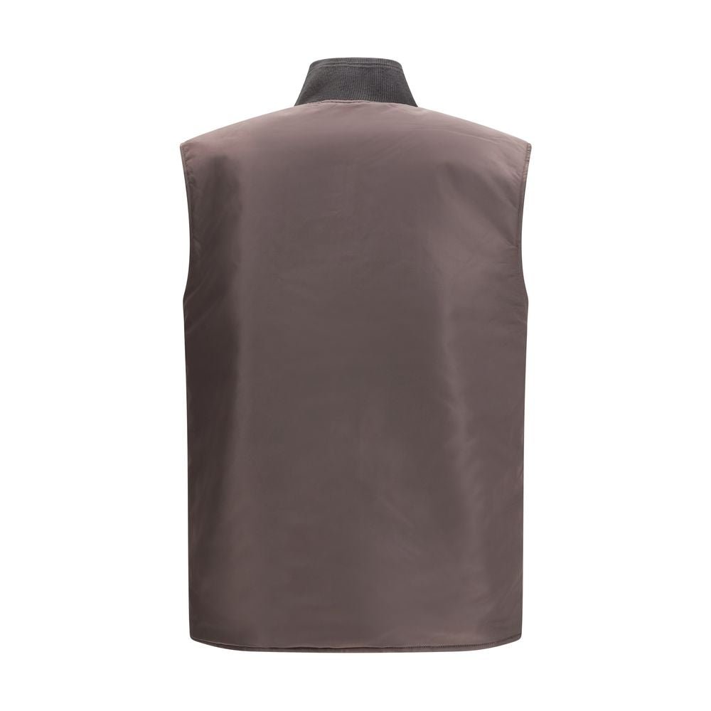 Brown Polyamide Sleveless Jacket - TIZZIL