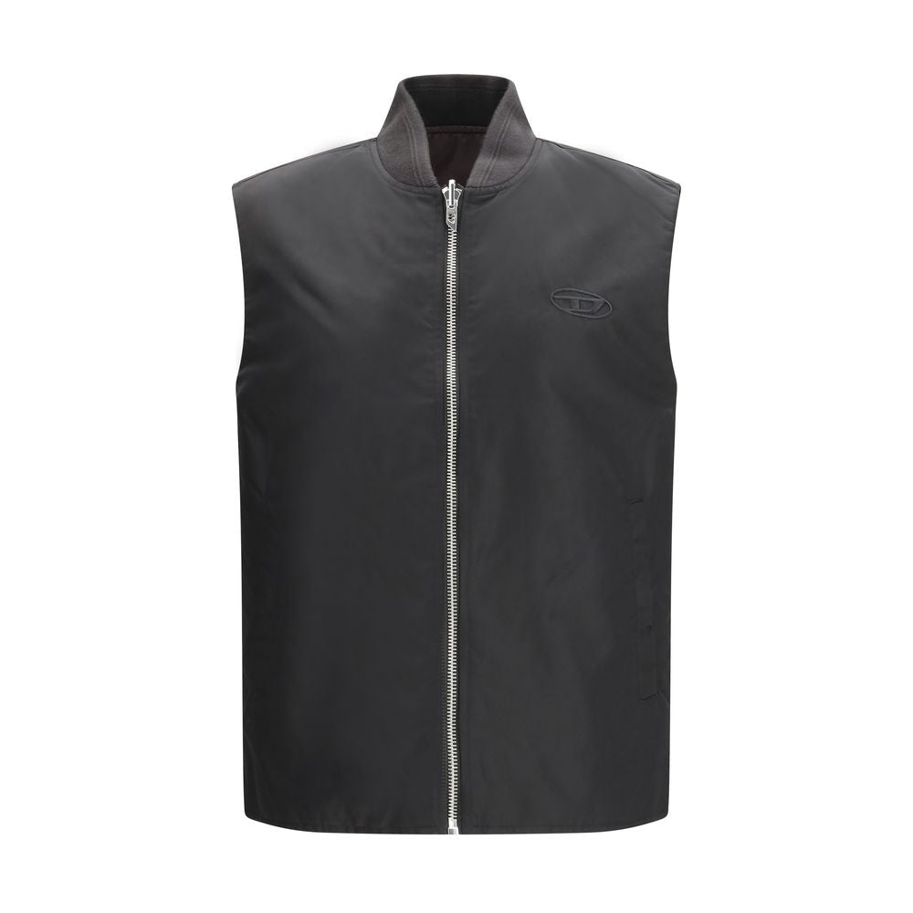 Brown Polyamide Sleveless Jacket - TIZZIL