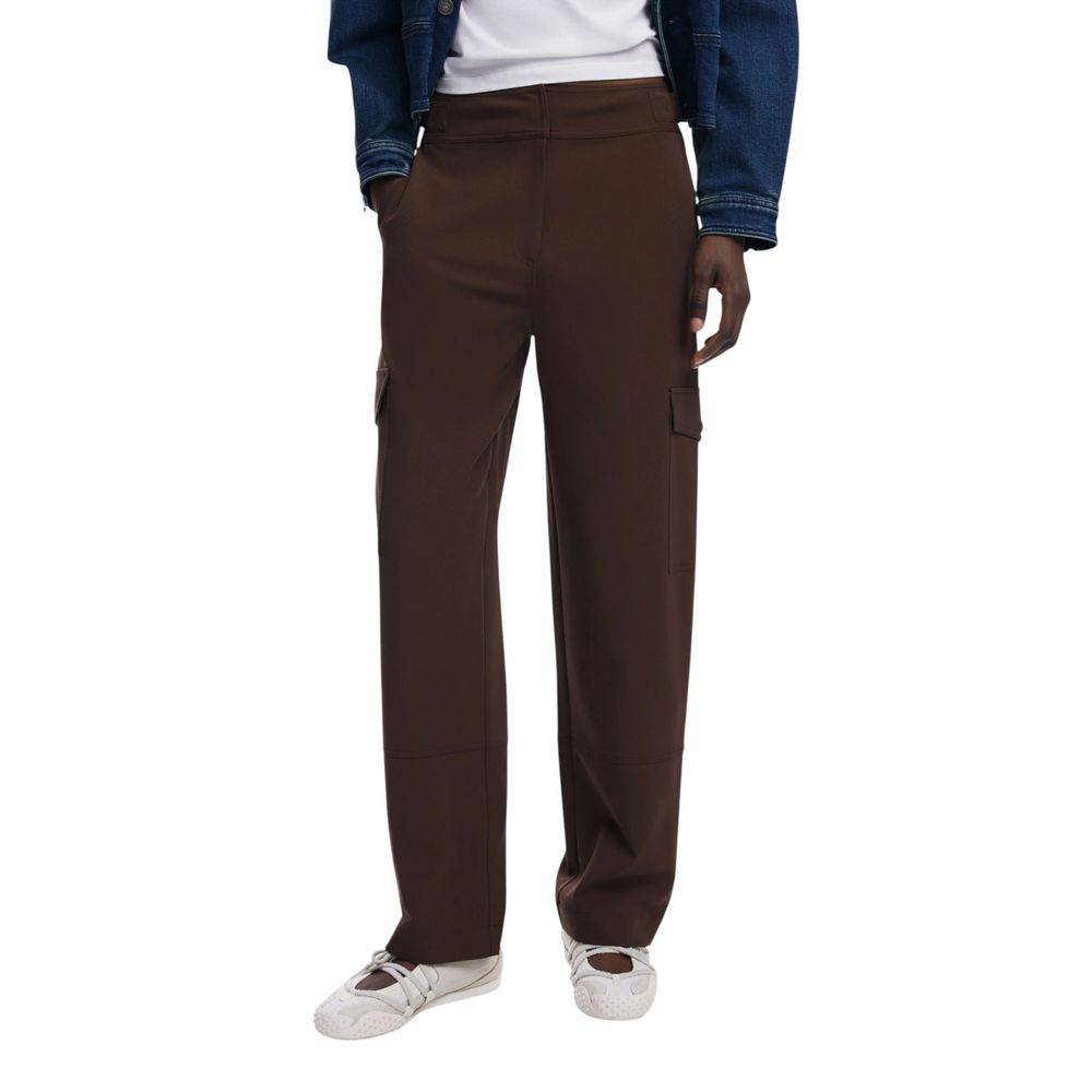 Brown Polyester Casual Pants - TIZZIL