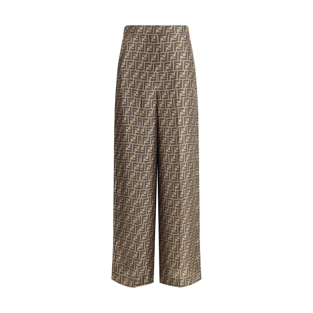 Brown Silk Casual Pants - TIZZIL