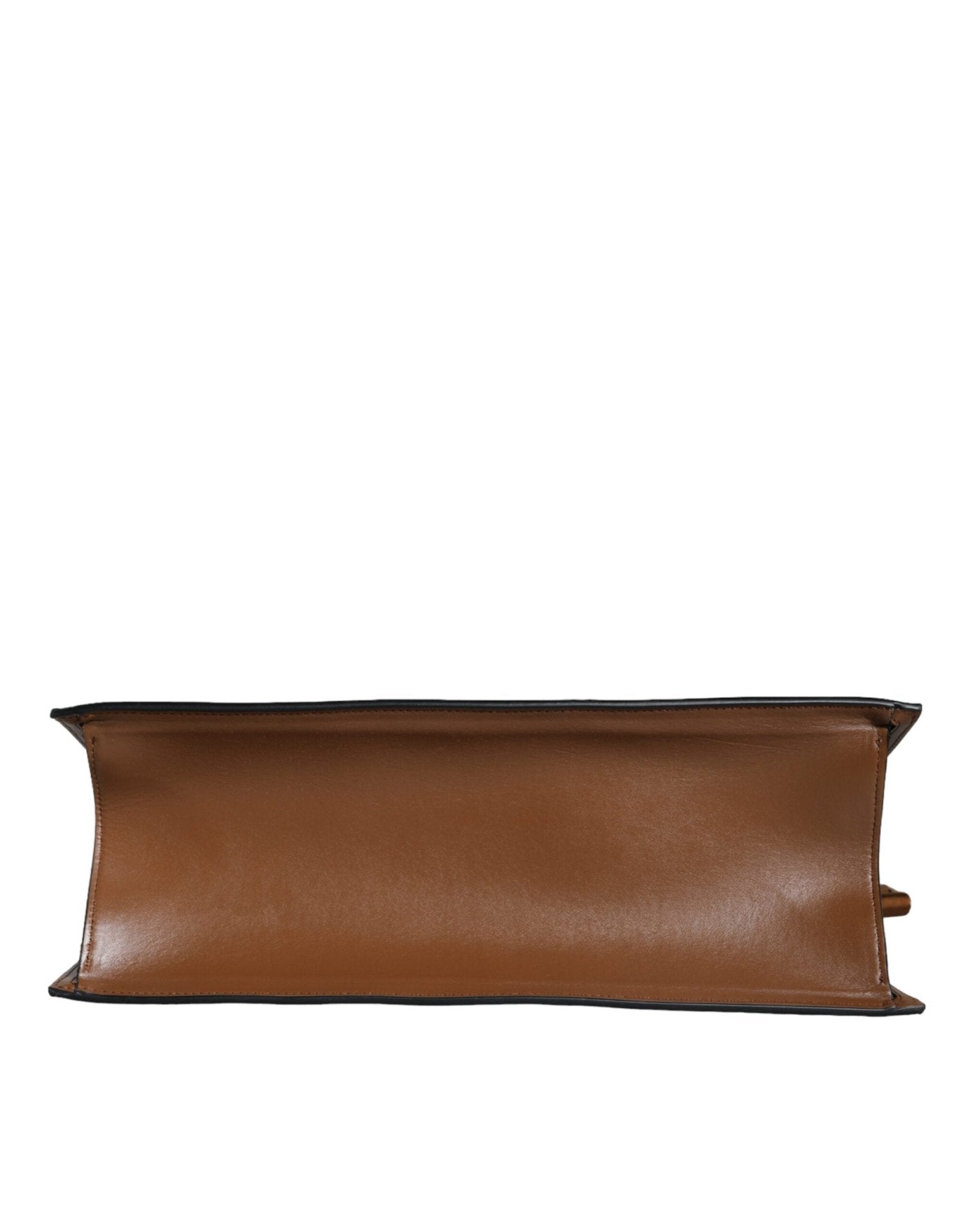 Brown Top Handle Jacquard Leather Logo Crossbody Tote Bag - TIZZIL