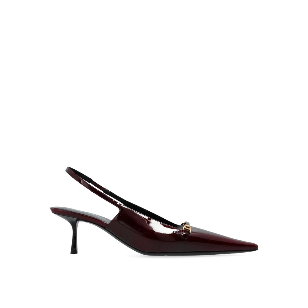 Burgundy Calfskin Mid Heel Pumps - TIZZIL