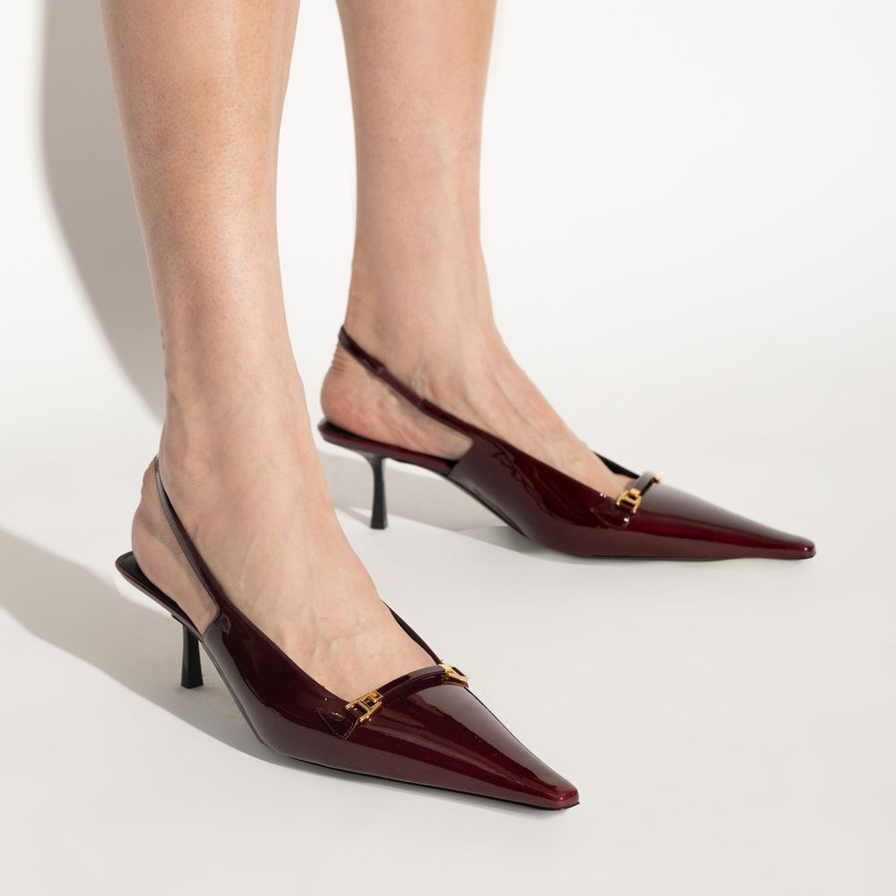 Burgundy Calfskin Mid Heel Pumps - TIZZIL