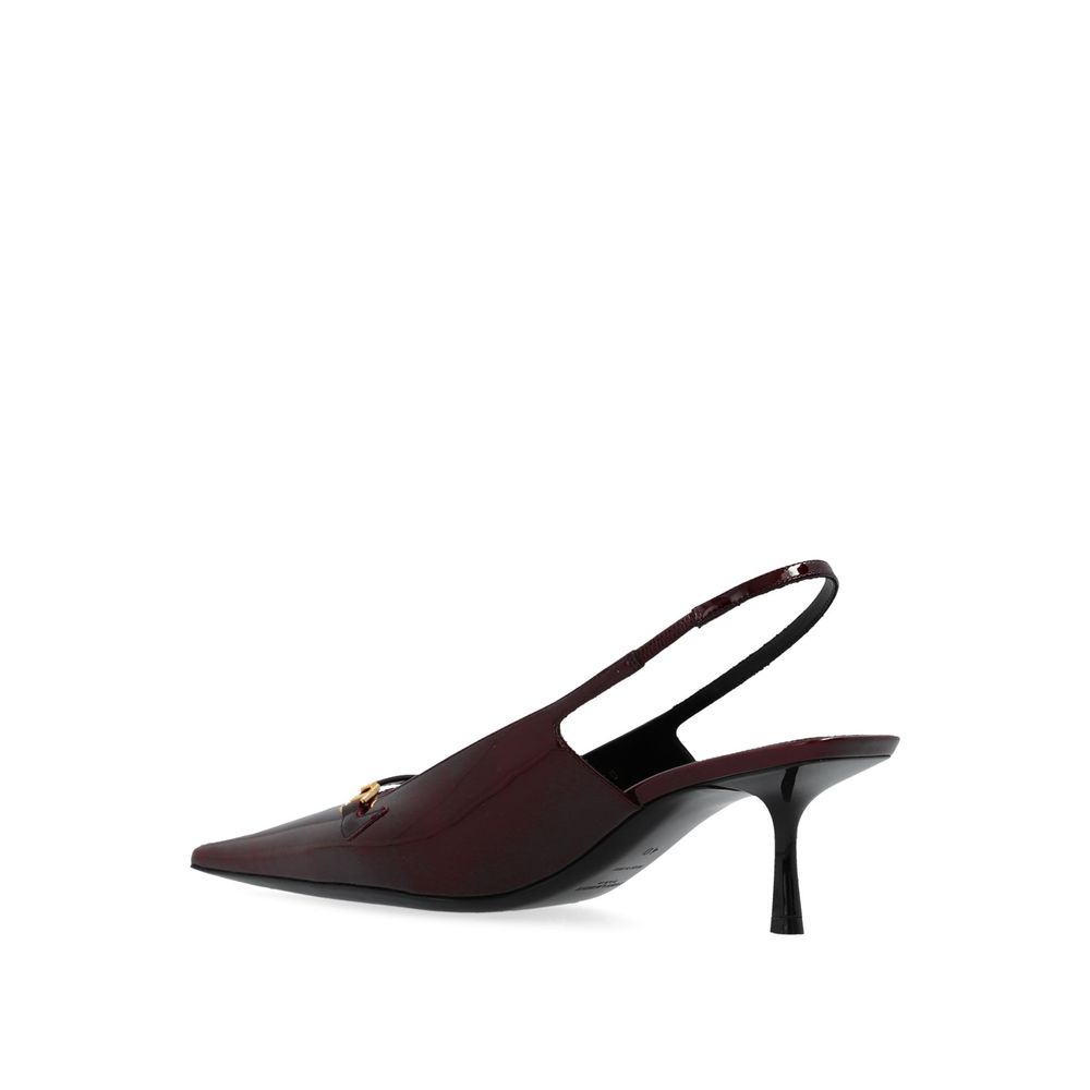 Burgundy Calfskin Mid Heel Pumps - TIZZIL
