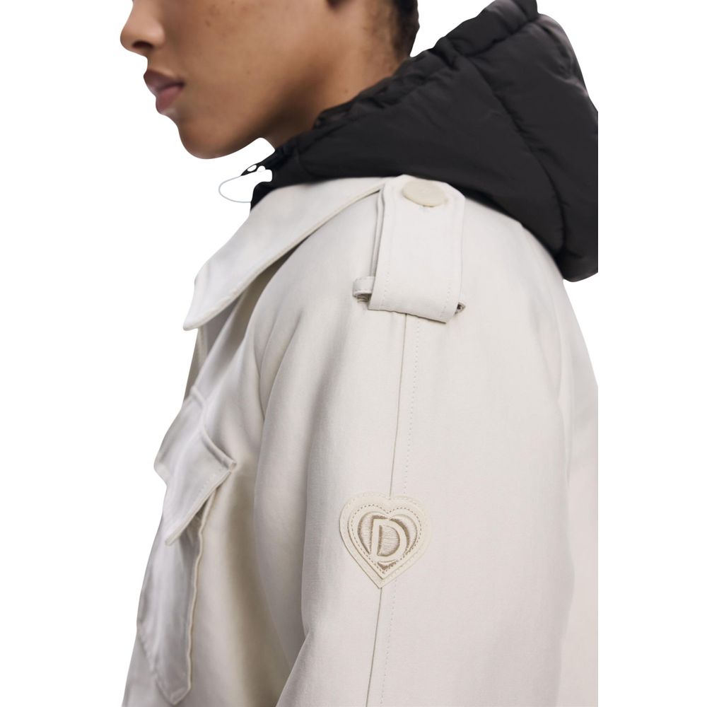 Cream Polyester Coat - TIZZIL