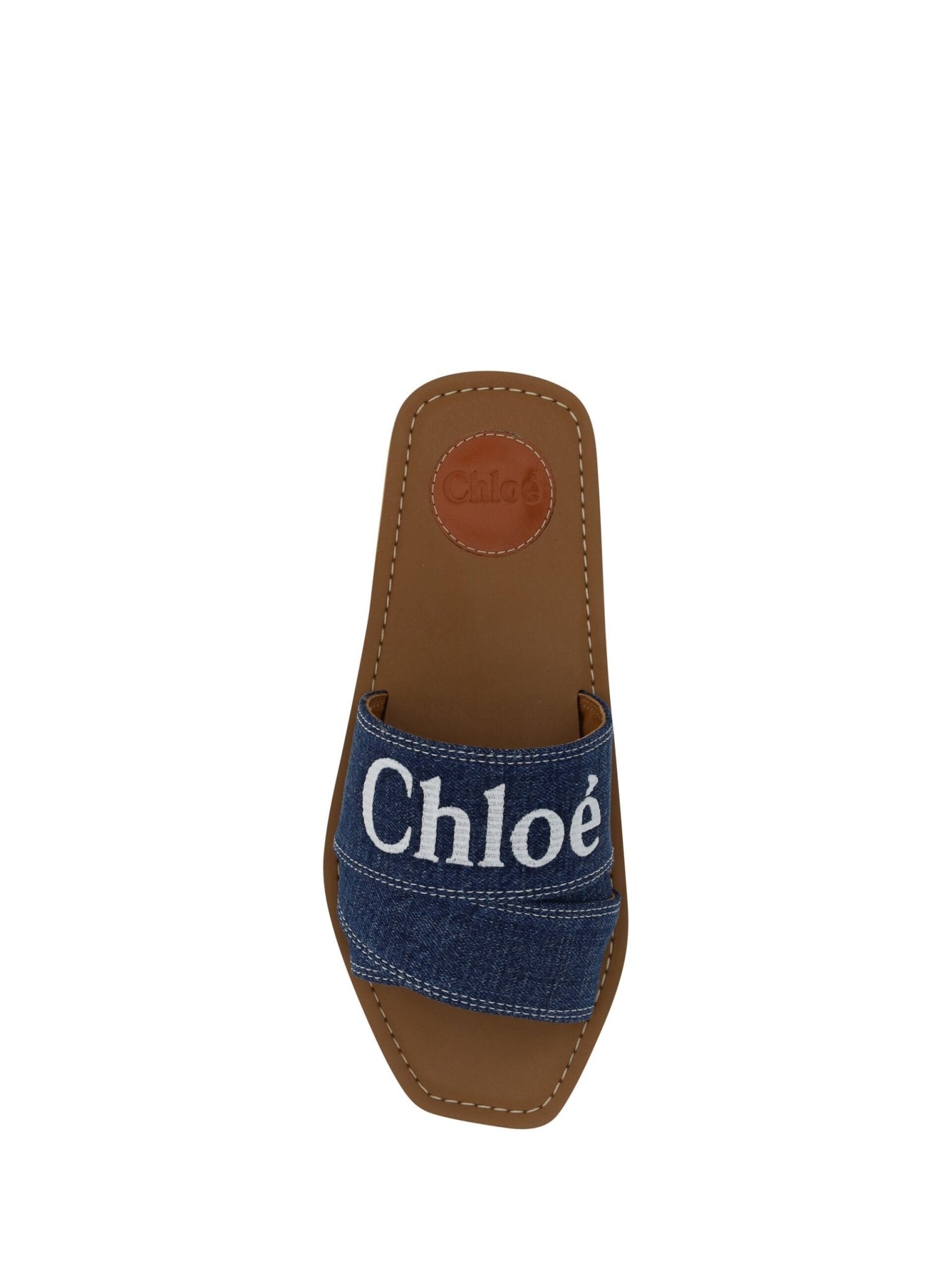 Denim Blue Cotton Slides Woody Sandals - TIZZIL