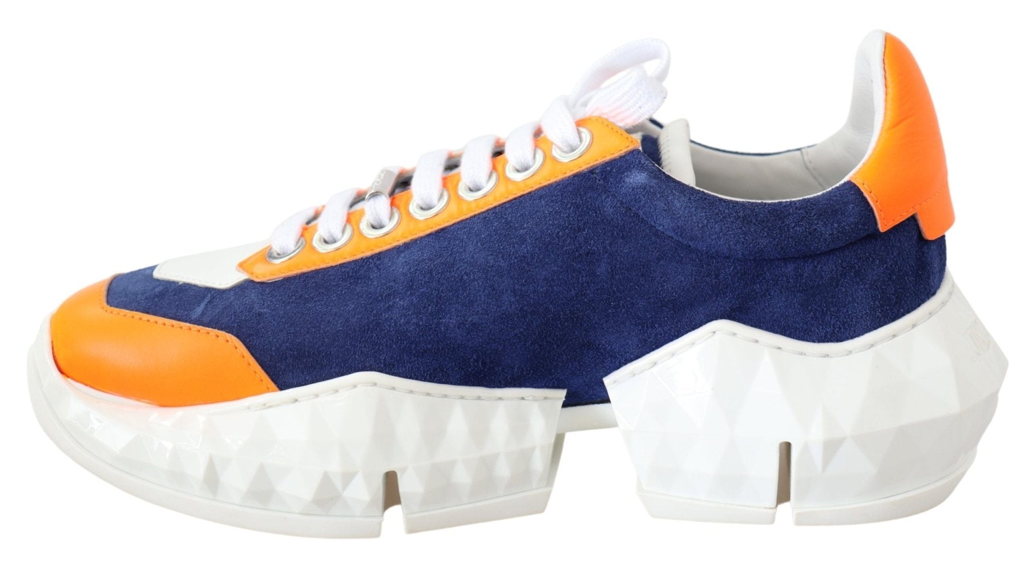 Diamond Blue Orange Leather Sneaker - TIZZIL