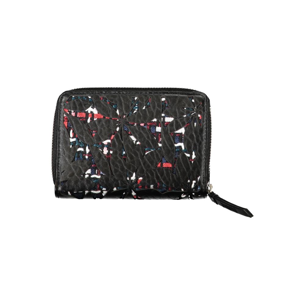 Elegant Black Zip Wallet with Contrasting Accents - TIZZIL