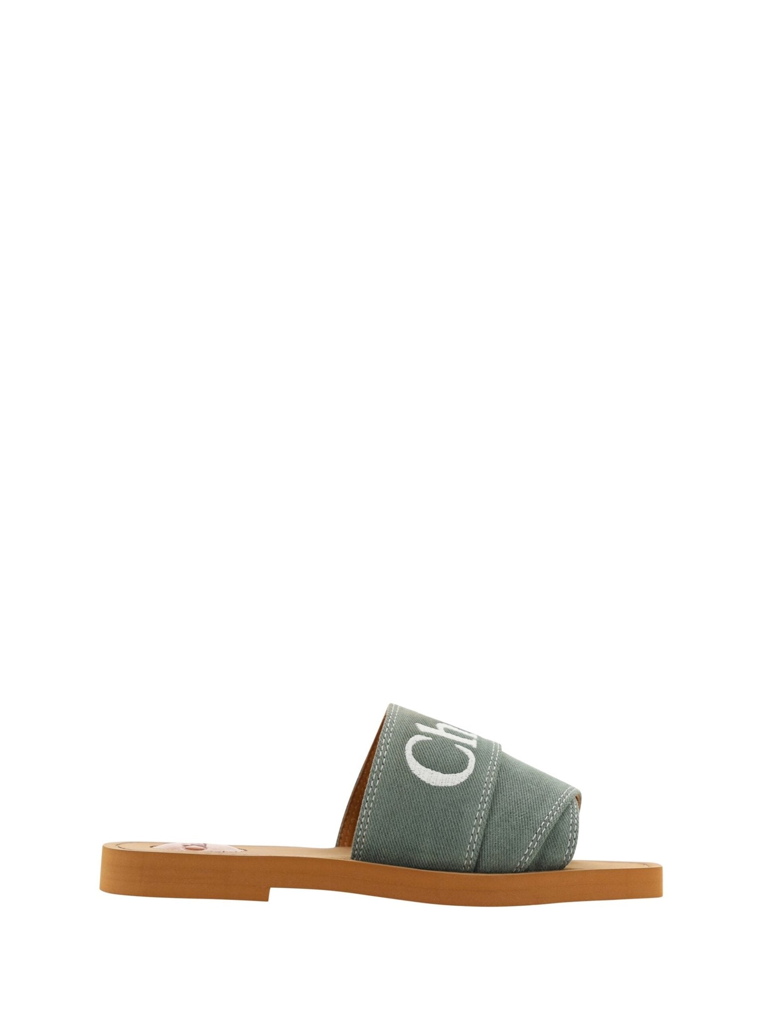 Forest Green Cotton Slides Woody Sandals - TIZZIL