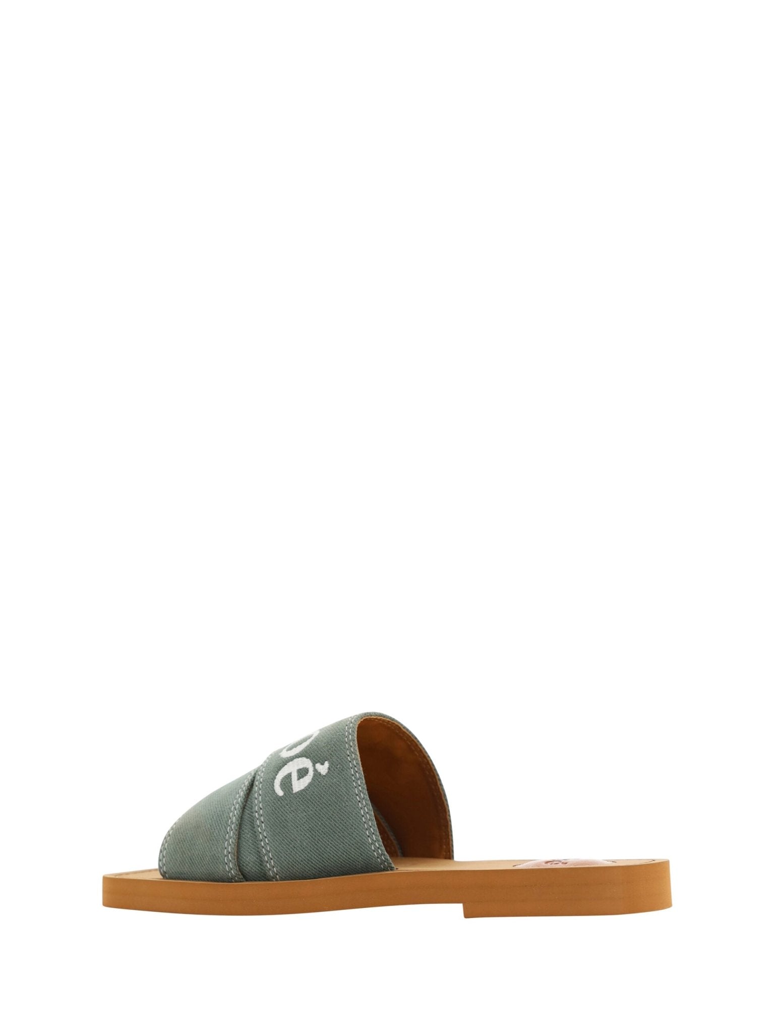 Forest Green Cotton Slides Woody Sandals - TIZZIL