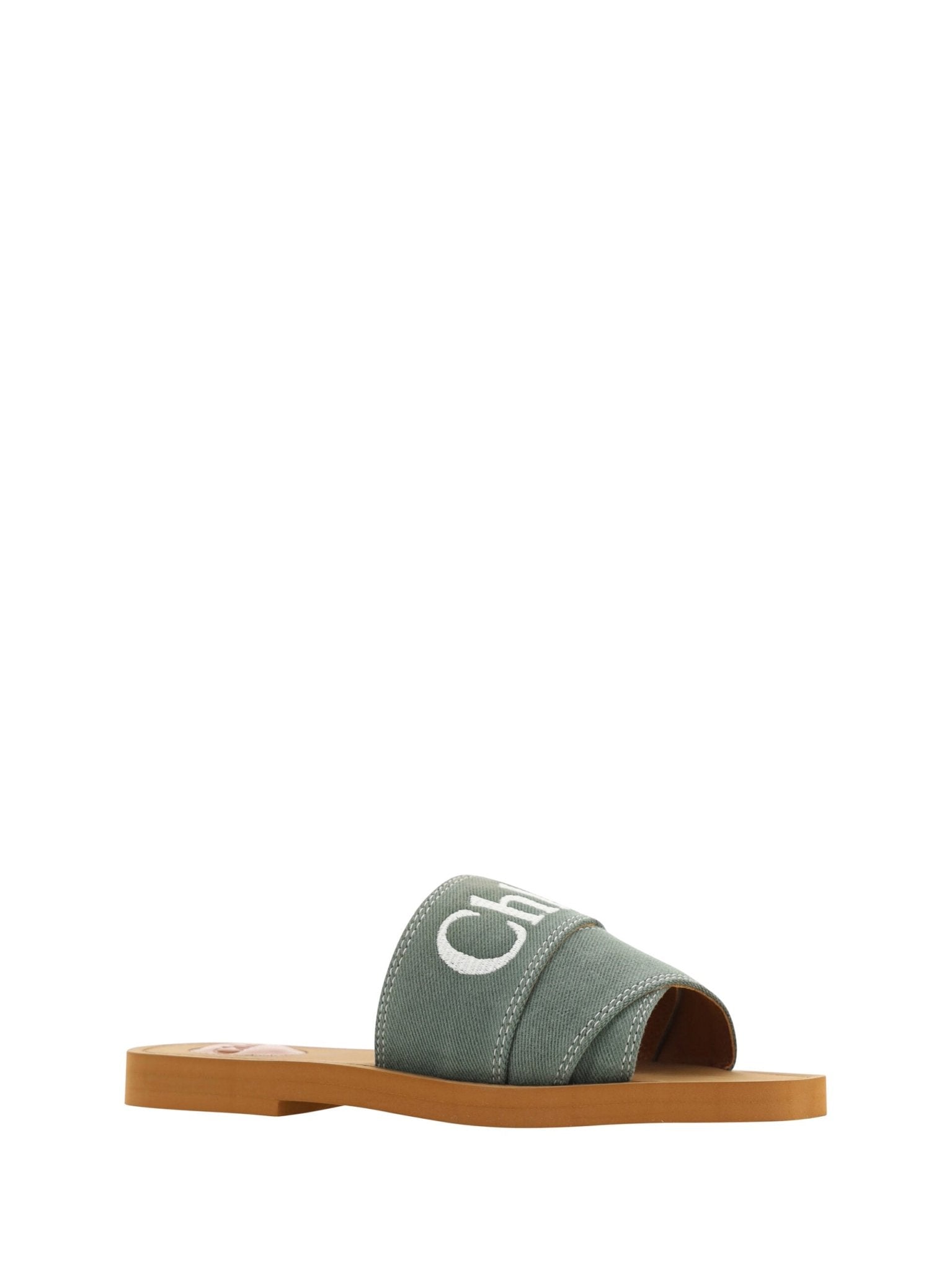 Forest Green Cotton Slides Woody Sandals - TIZZIL