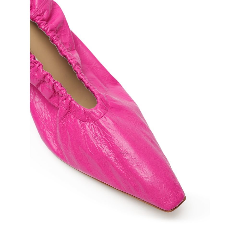 Fuchsia Leather Slippers - TIZZIL