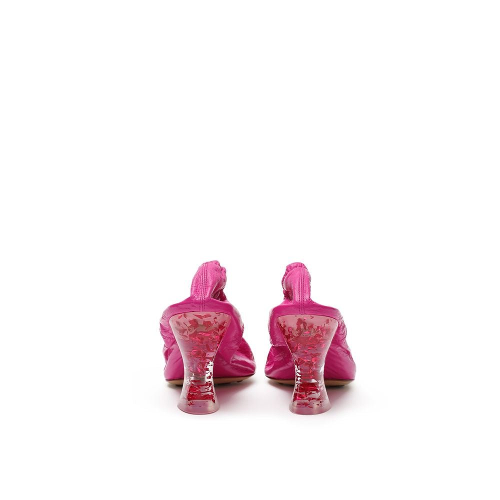 Fuchsia Leather Slippers - TIZZIL