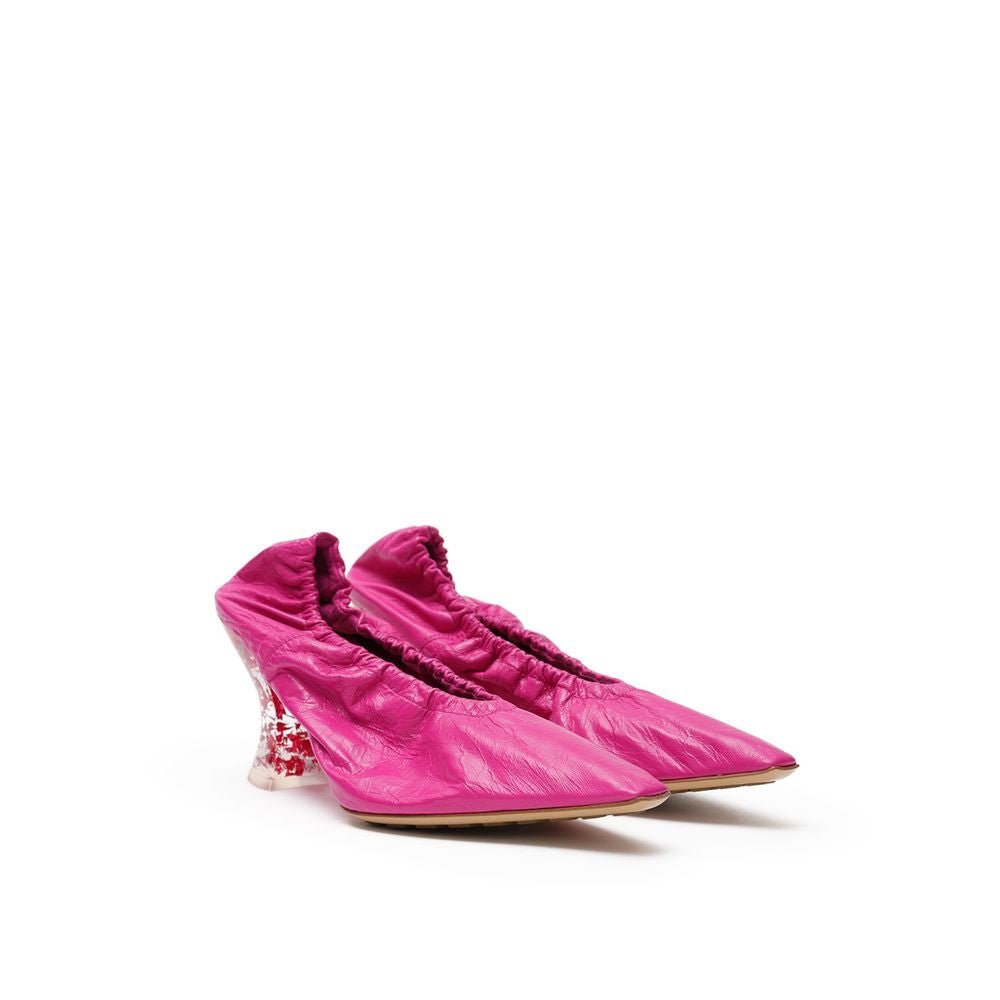 Fuchsia Leather Slippers - TIZZIL