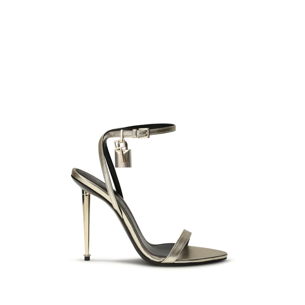 Gold Goatskin Stiletto Heel Sandals - TIZZIL