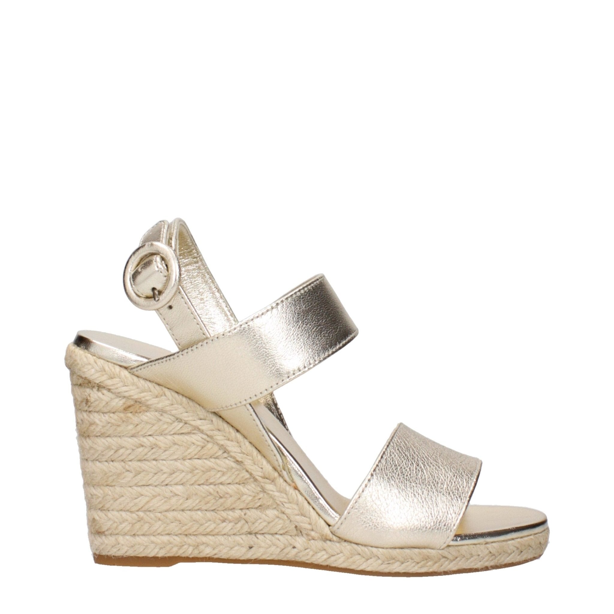 Gold Leather Wedge Sandals - TIZZIL