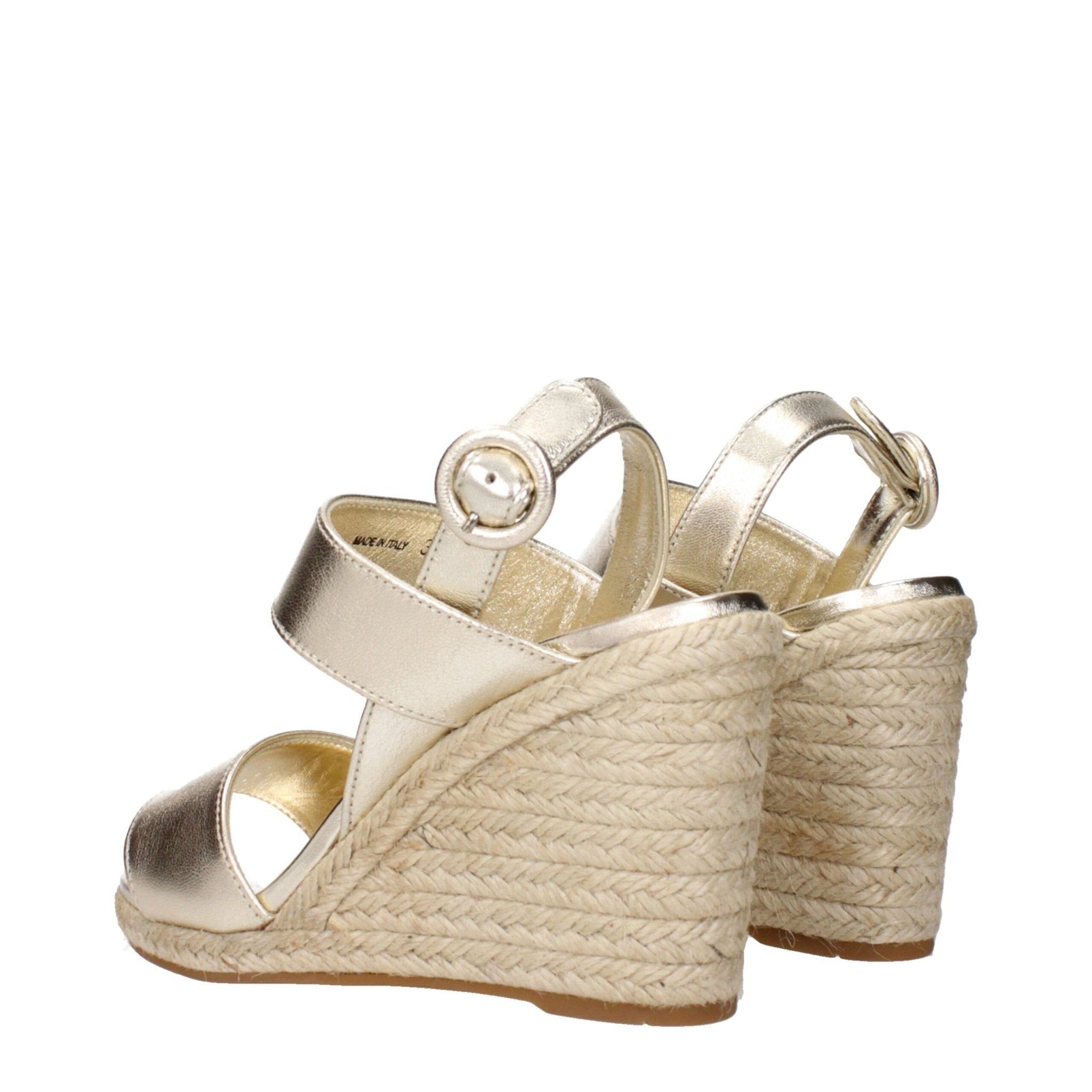 Gold Leather Wedge Sandals - TIZZIL