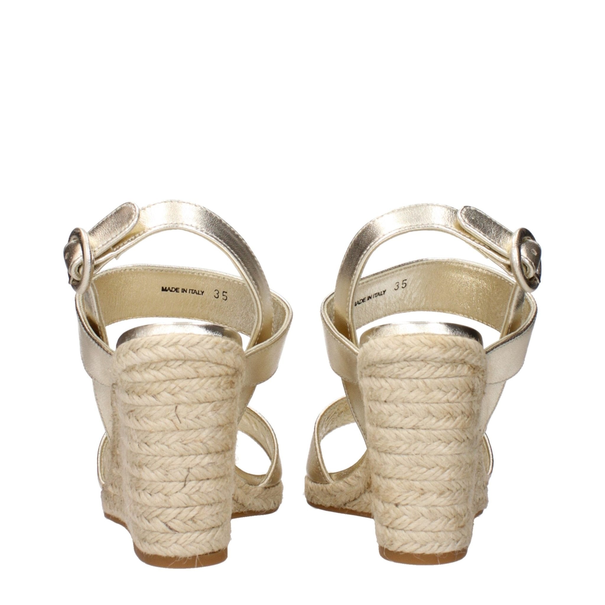 Gold Leather Wedge Sandals - TIZZIL